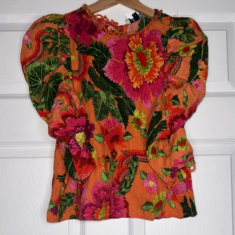 Cynthia Rowley Tropical Top Linen Blend
